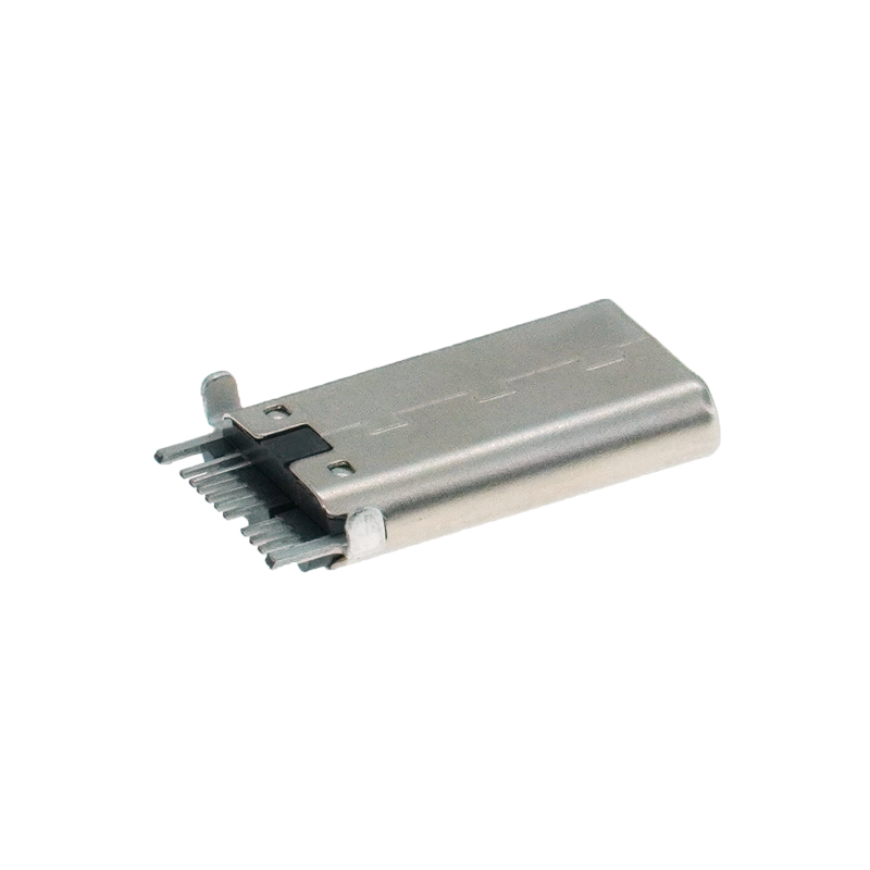 typec公头9P卧式贴片沉板1.0mm两脚插板3A铆合款USB3.1连接器