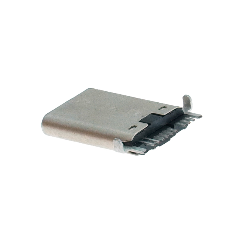 typec公头9P卧式贴片沉板1.0mm两脚插板3A铆合款USB3.1连接器
