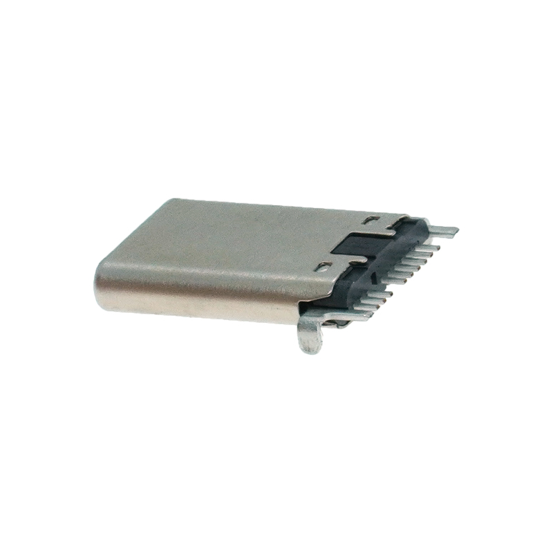 typec公头9P卧式贴片沉板1.0mm两脚插板3A铆合款USB3.1连接器