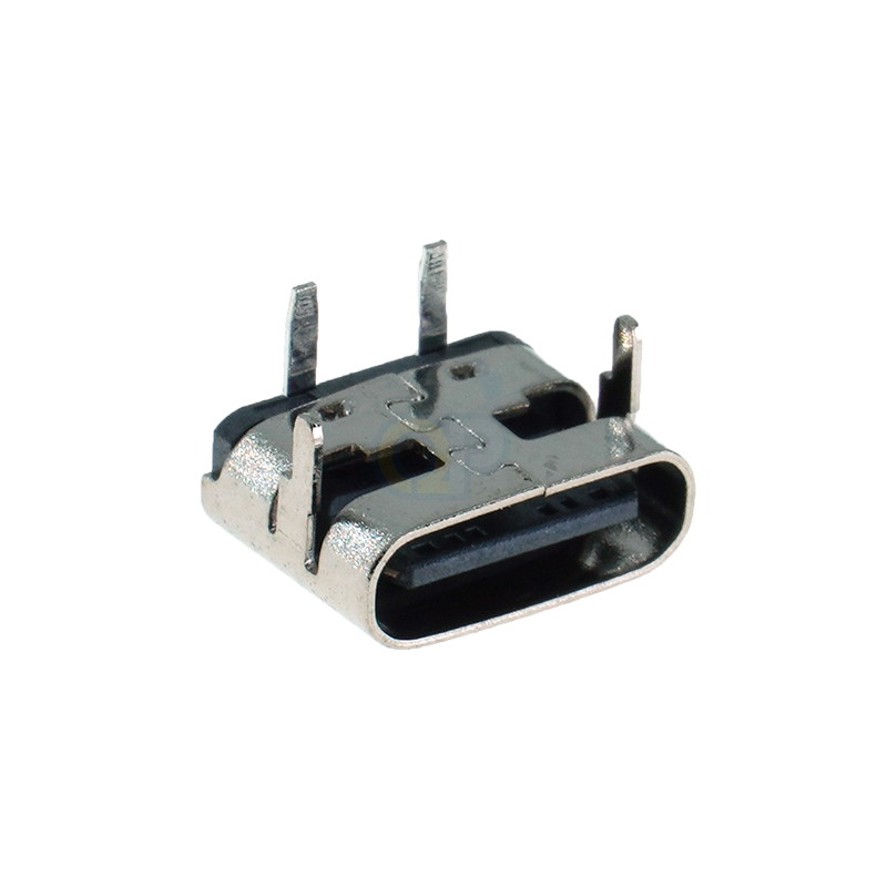 Type-C母座2P 90度卧式插件DIP 两脚插板L6.5mm 充电专用小尺寸USB-C母座