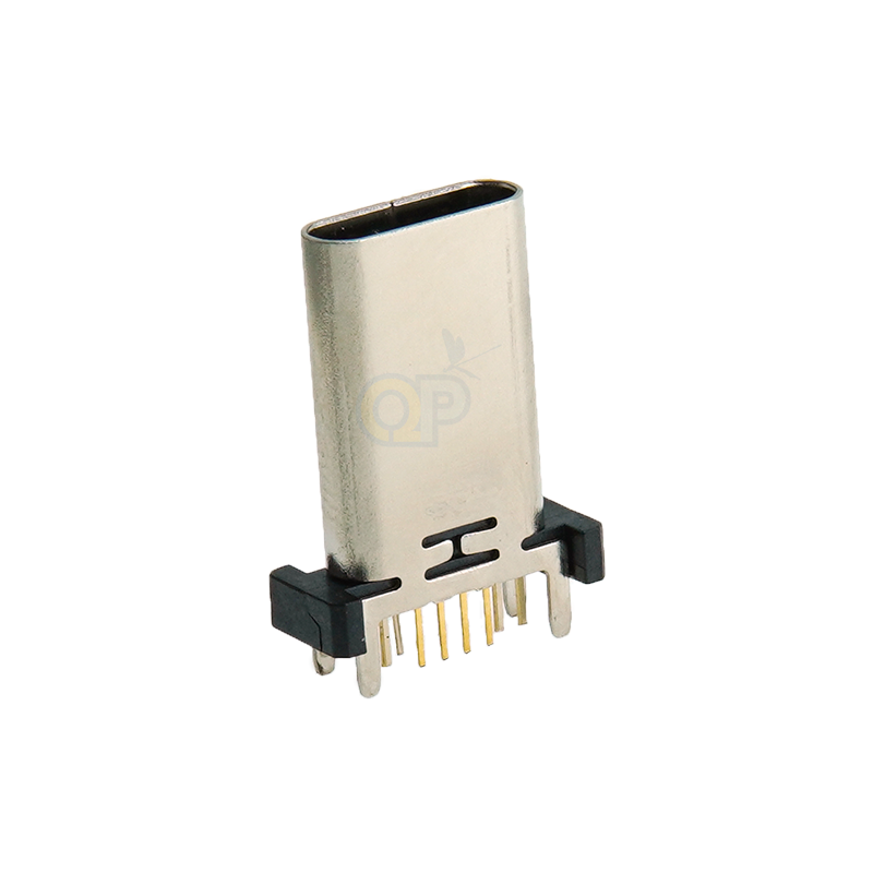 Type-C母座12P 180度立式插件DIP 四脚插板板上型 8.8h/9.3h/9.7h/10h/10.5h多高度快充+USB2.0全功能款